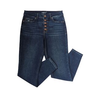 Edgely Super Skinny High-Rise Button Fly Distressed Denim Jeans 12R Blue Pockets